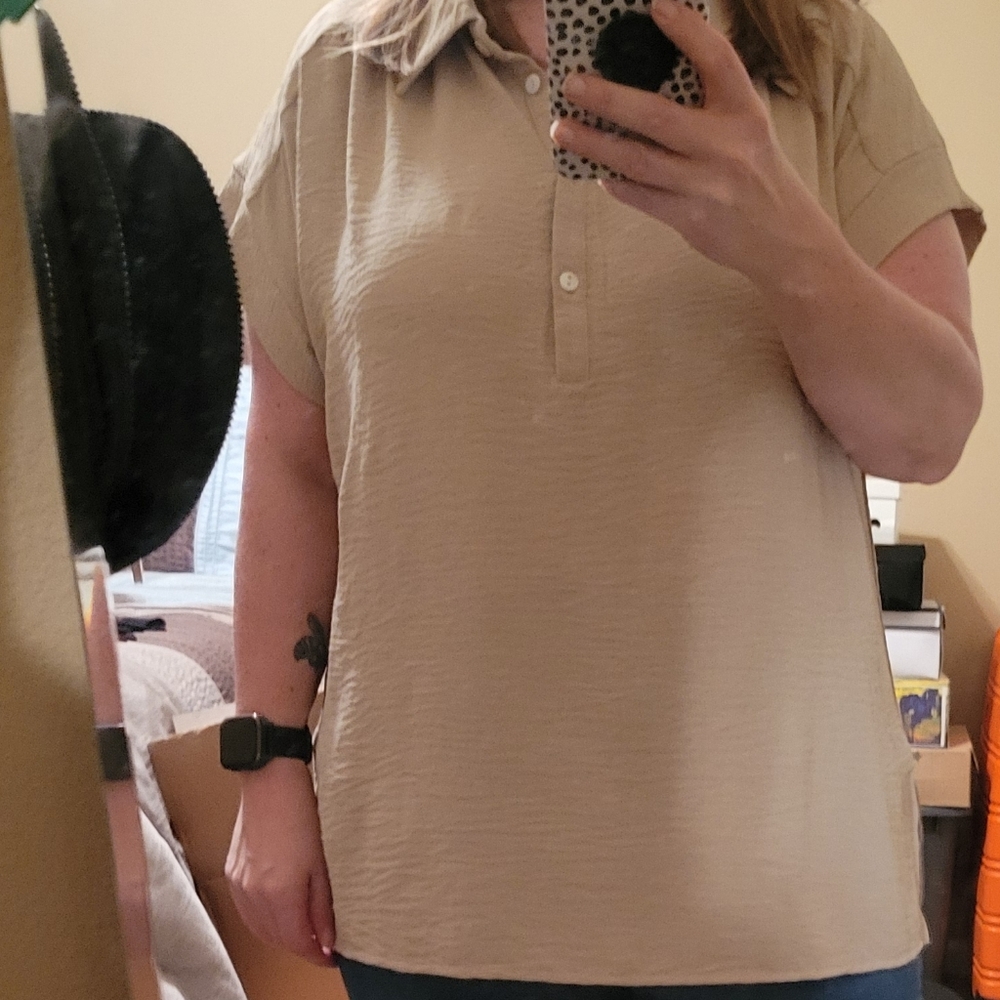 ANDREE BY UNIT Beige Shirt Size Large